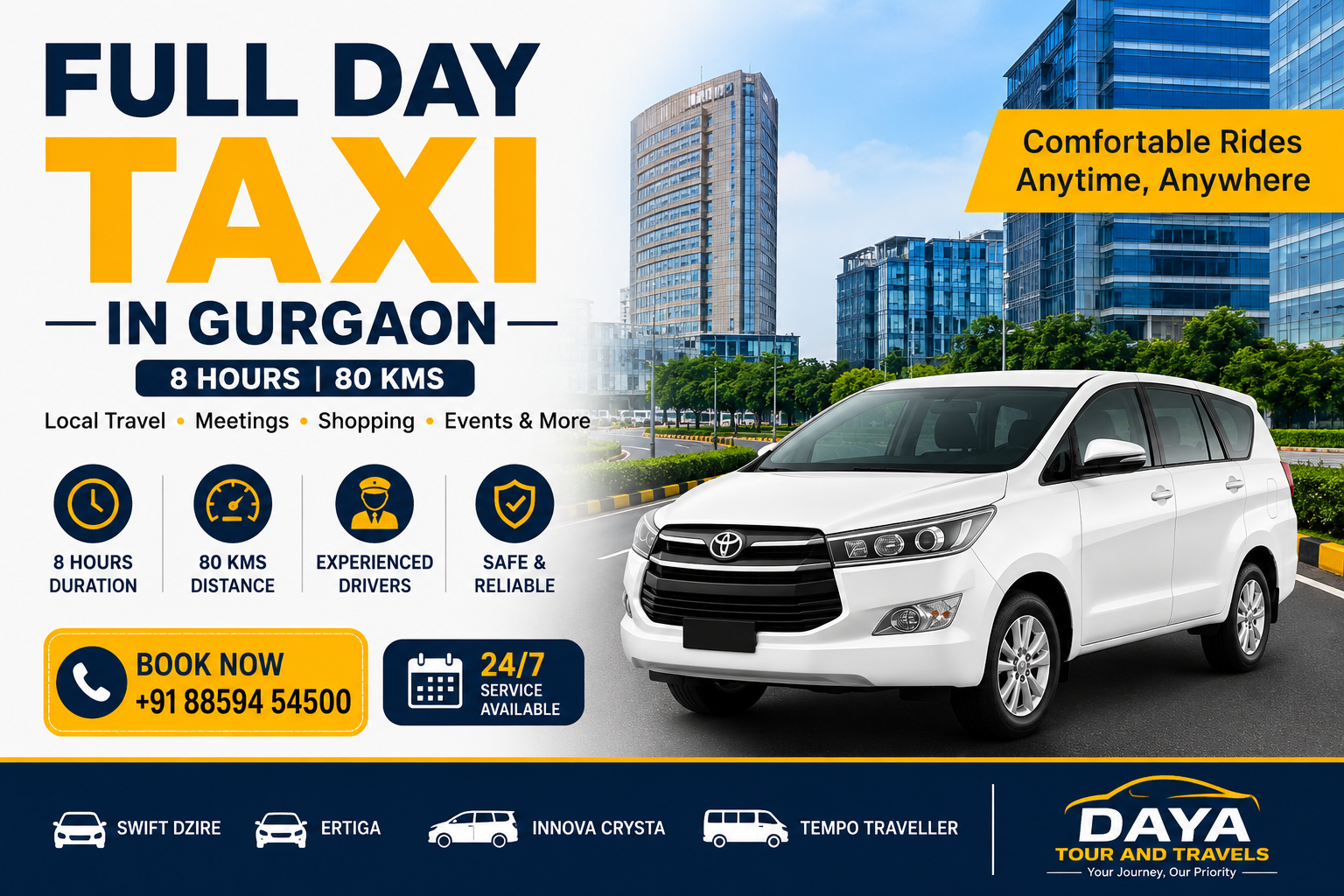 Full Day Taxi in Gurgaon