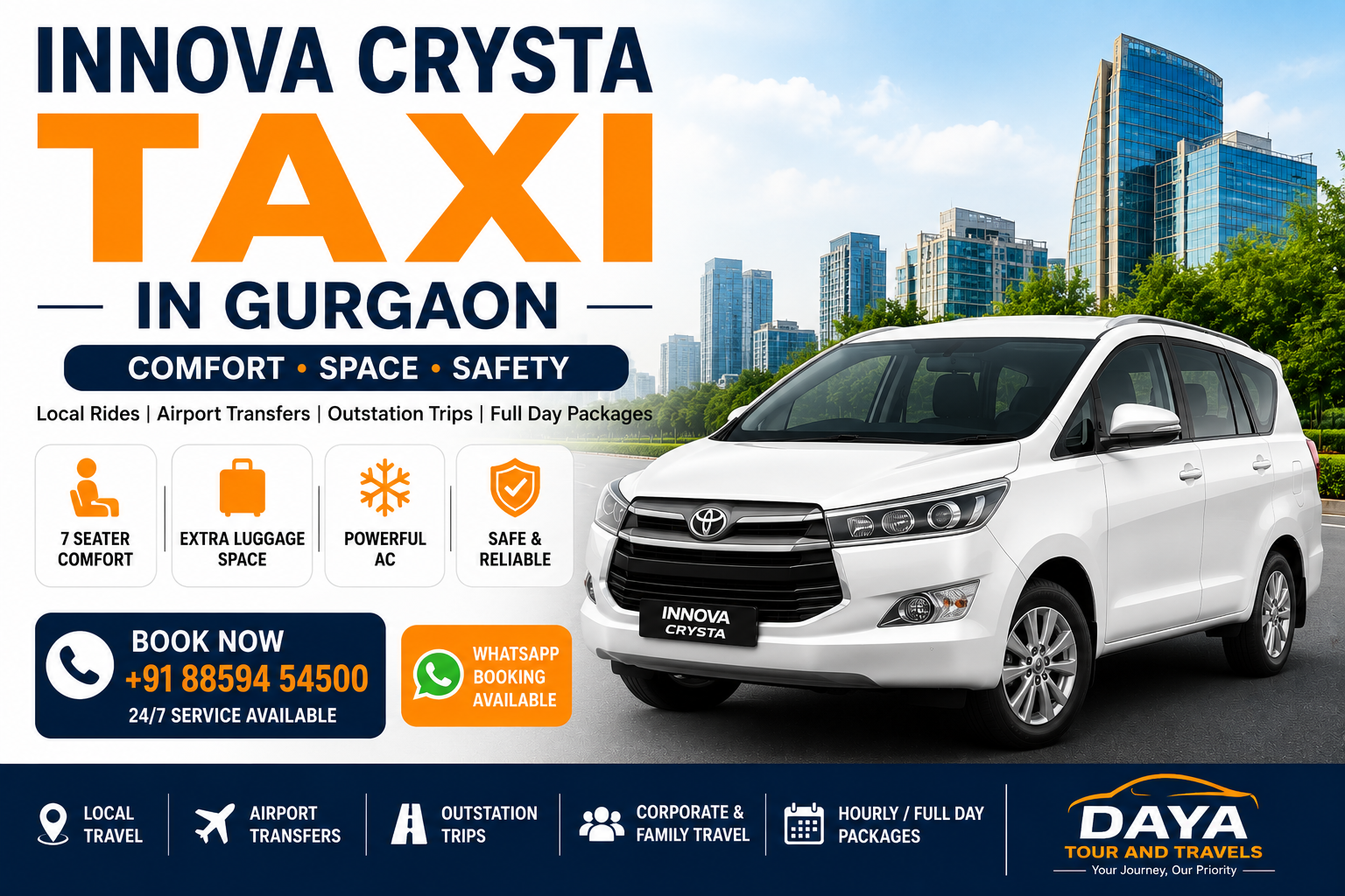 Innova Crysta Taxi in Gurgaon